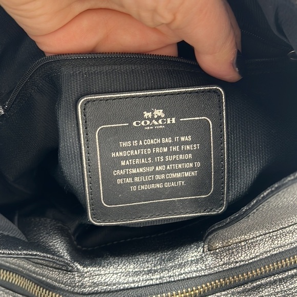 Coach Edie 31 Shoulder Tote Bag Metallic Leather Graphite #33520 - Picture 10 of 16